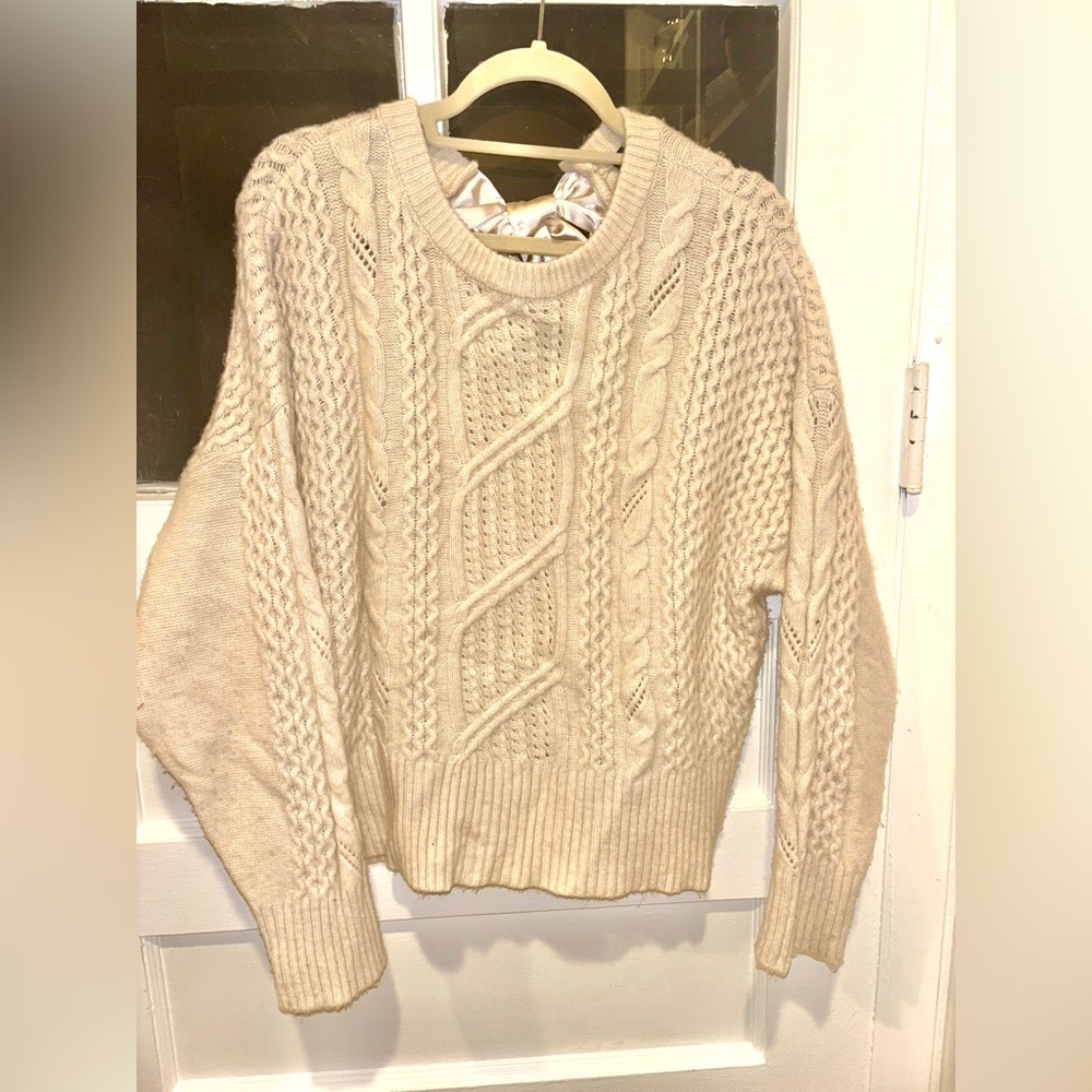 Express Cream Tie-In-Back Knit Sweater - XL - Picture 2 of 15